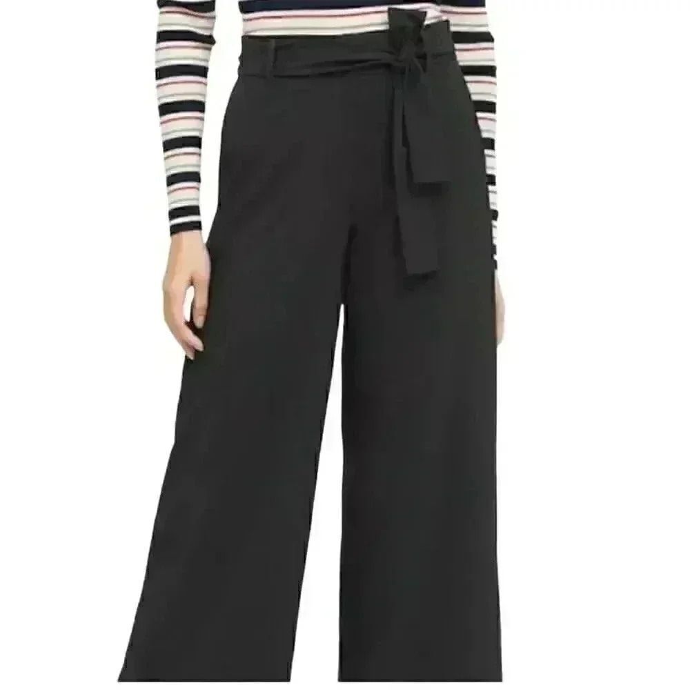 Banana Republic Women's Black Poly/Spandex Logan Fit Pants w Belt Tie